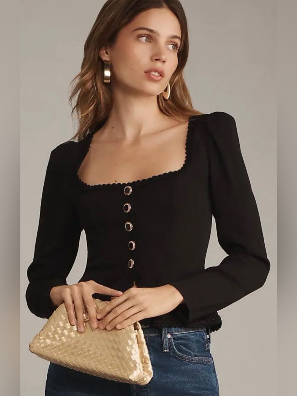 Reformation Black Square-Neck Nikky Top